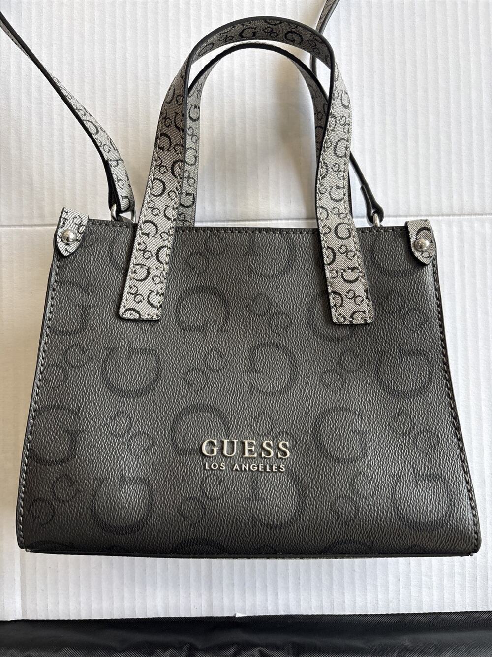 GUESS Los Angeles Oak Park Mini Satchel Crossbody Bag - Coal Grey/Black Logo